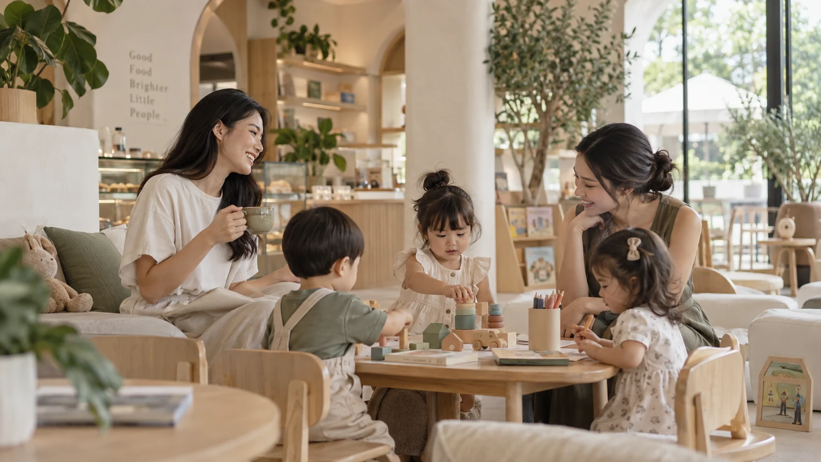 Anak bermain di tempat playdate yang nyaman untuk moms di BSD.